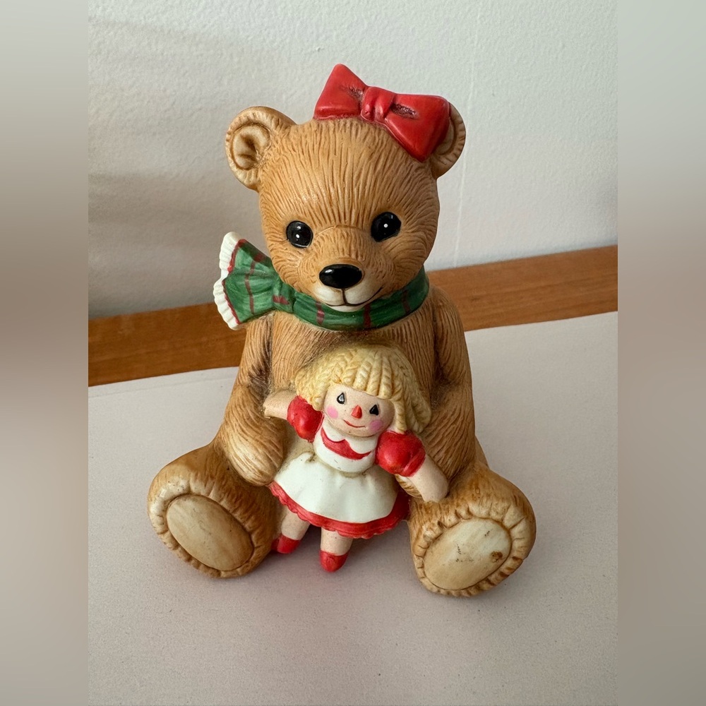 Vintage HOMCO Bear Figurine With Doll #5560